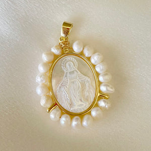 Medalla Virgen Perlas Chapa