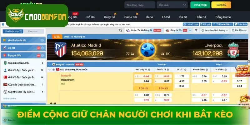 Những điểm cộng giữ chân người chơi khi bắt kèo tại Vivu88